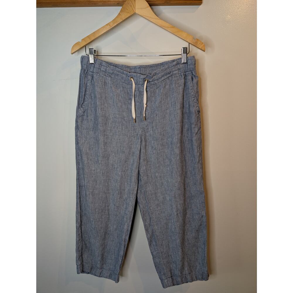 L.L.Bean Linen Capri Pants Elastic Waist Casual Comfortable Summer Women's 8